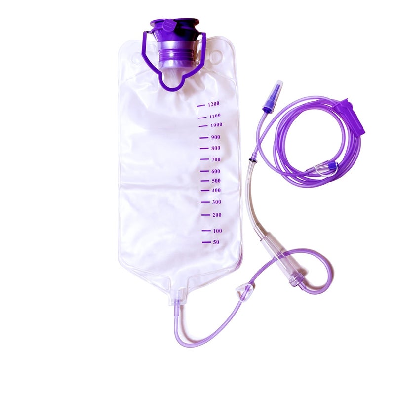 YUMOOOO Drip Bags, 1200ml Nutrition Bag with Large Bore, Regulator,Tube, Reusable Gravity Fluid Bags, 1 Pcs - Image 1